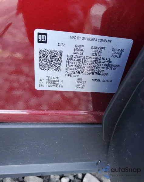 2023 Chevrolet Trailblazer Rs from USA, damaged, VIN KL79MUSL5PB080384